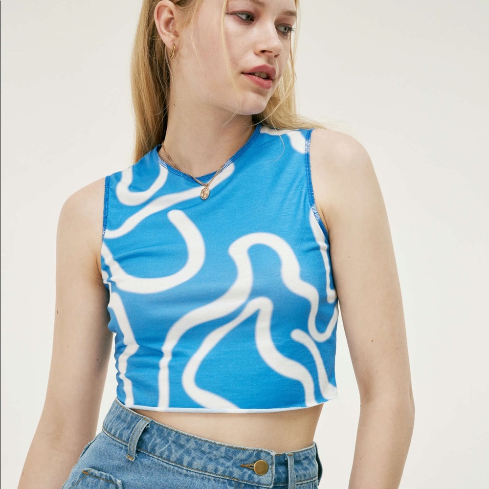 Blue Water Ripple Crop Top CIDER 💙🦋🦕🧢
